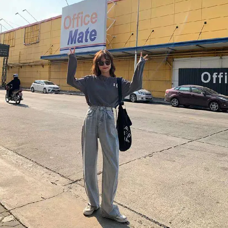 

Y2k Korean Fashion Vintage Jeans Woman High Waist Straight Leg Jeans for Women Newjeans Women's Pants Streetwear Clothes