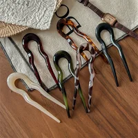 U-Shaped Hair Fork Fashion Tortoiseshell Acetate Hairpin Geometric Design Headwear Hair Sticks Women Girls - Image 4