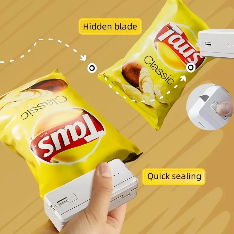 Impulse Sealer Machine Quick Sealing For Resealing Snacks and Plastic Bags to Keep Food Fresh For Kitchen/Camping Food Packaging 2
