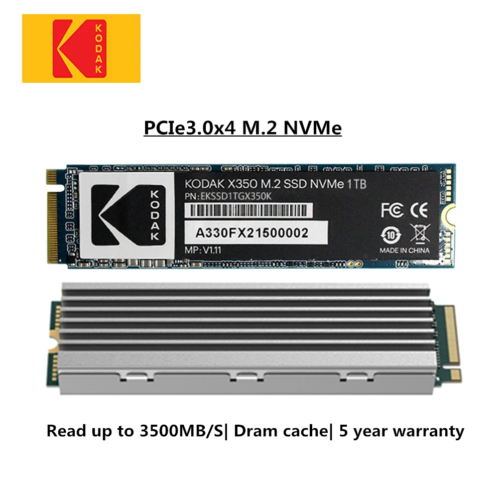 Kodak ssd m2 nvme PCIe скоростью чтения до 3500 1 ТБ 256GB 512GB твердотельный накопитель DRAM Кэш M.2