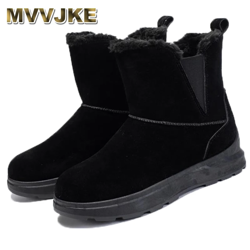 

Faux Suede Warm Snow Boots Women Winter 2023 Non-Slip Thick Plush Chelsea Boots Woman British Style Platform Cotton Padded Shoes