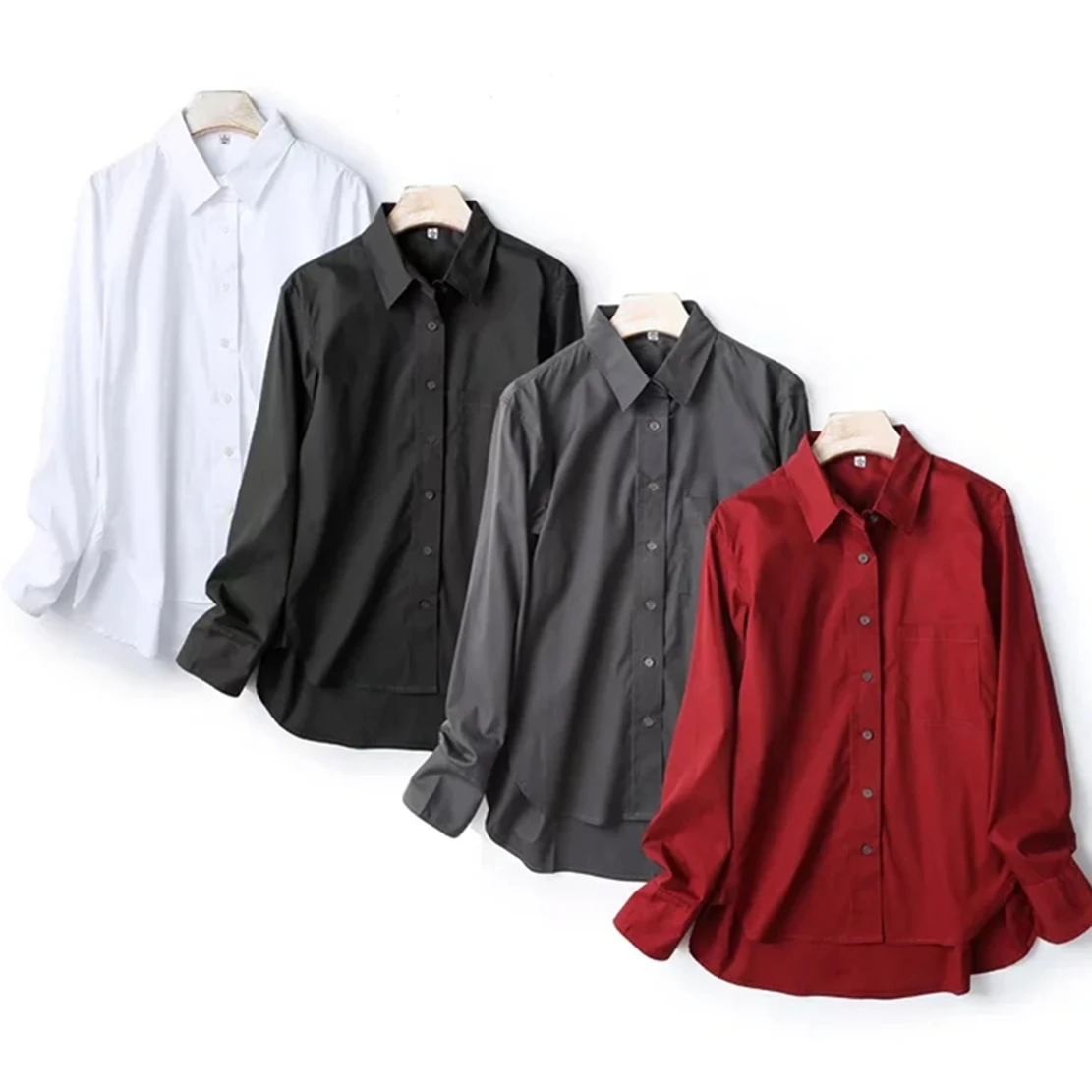 

Jenny&Dave Indie Folk Deigner Vintage Pockets Loose Pure Color Cotton Office Lady Casual Shirt Boyfriend Style Blouse Women