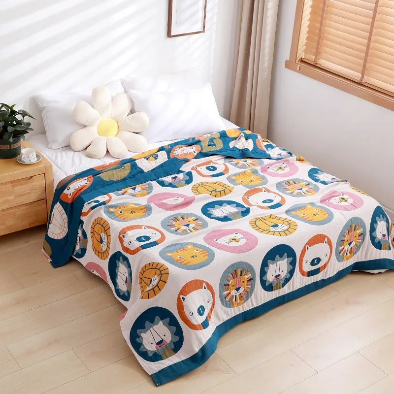 

Blanket Four-layer Cotton Gauze Towel Quilt Cartoon Summer Thin Section Comfortable and Breathable Single Double Nap Blanket