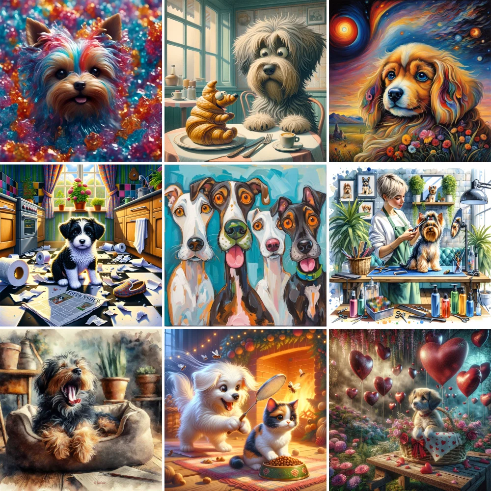 Dog Printed Fabric Cross Stitch DIY Embroidery Patterns Handmade Craft Needlework For Adults cross stitch kit,cross stitch tools