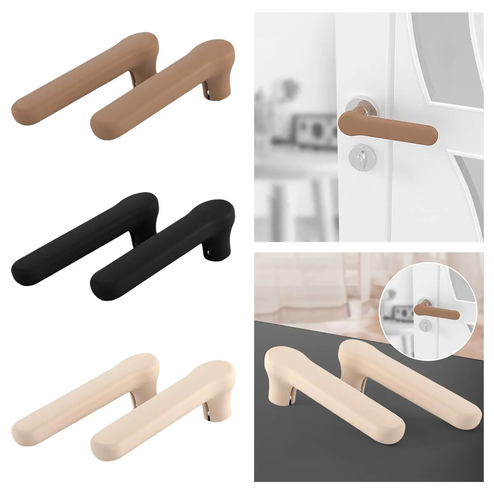 2Pcs Door Handle Cover Silicone Sleeve Door Knob Cover Noiseless Anti Collision Protector Gloves Anti Static Door Handle Guard