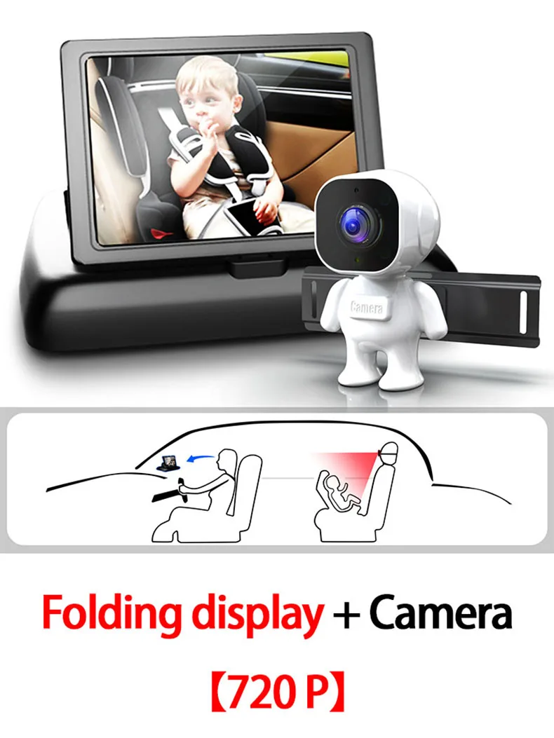 1080HD Night Vision Baby Car Mirror 4.3 Inch Screen Monitor Mount Desktop Rear F