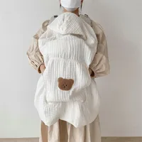 Baby Bear Swaddle Wrap Summer Windproof Multifunctional Baby Blanekt Soft Cotton Cloark Cape Hooded Bath Towel Stroller Blanket 2