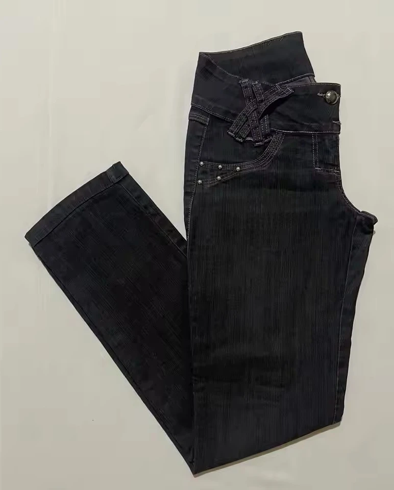American Women Slim Jeans Y2K Clothes Gothic Vintage Embroidery Baggy Jeans Fashion High Waist Slim Flared Trousers 3