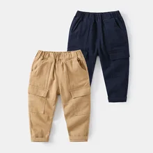 Pantalon Cargo en coton pour garçon, vêtement de sport confortable, à grandes poches, à la mode, taille 100 – 140, printemps automne