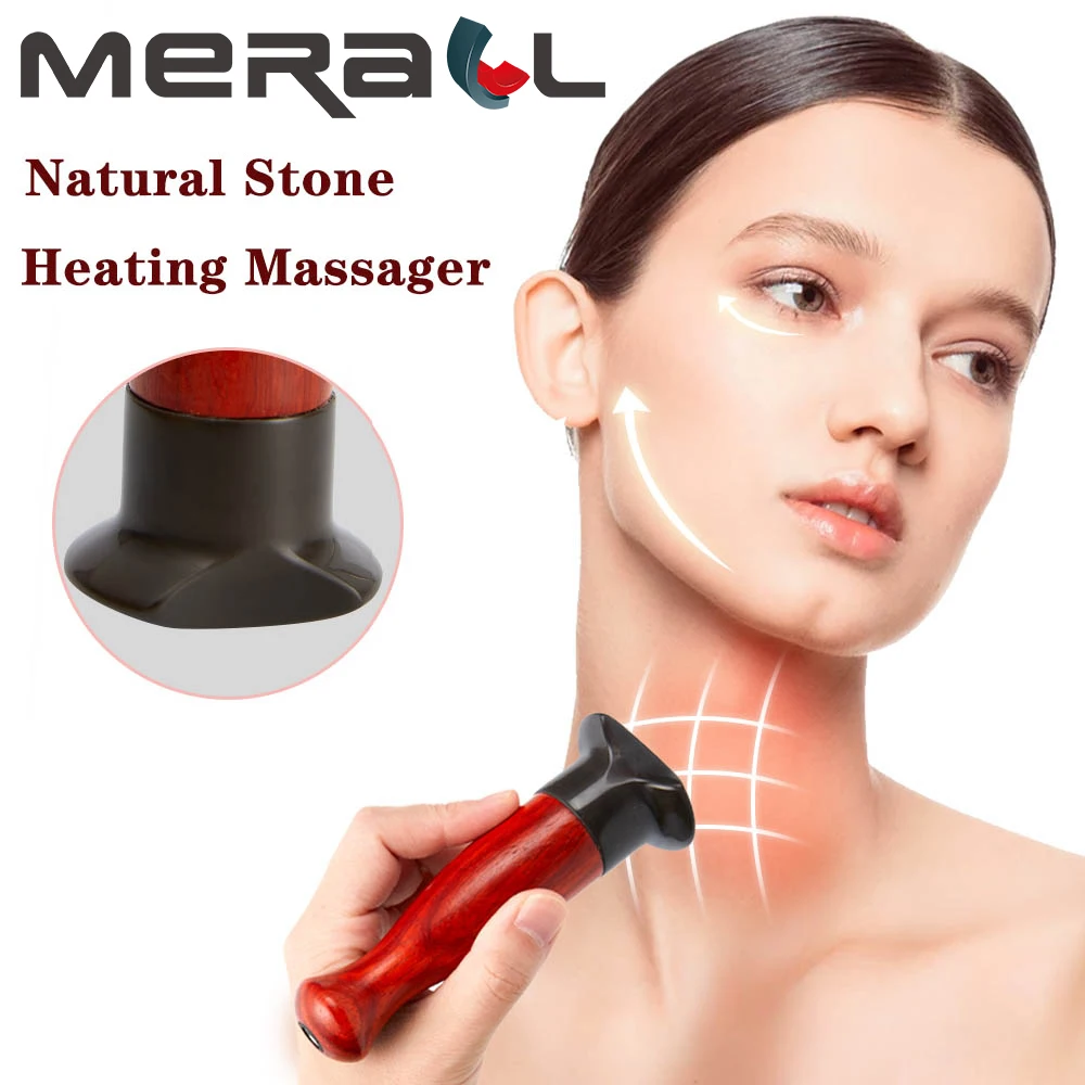 USB Hot Stone Electric Gua Sha Massager Natural Stone Needle Guasha Scraping Neck Face Massage Skin Lift Care Remove Wrinkles