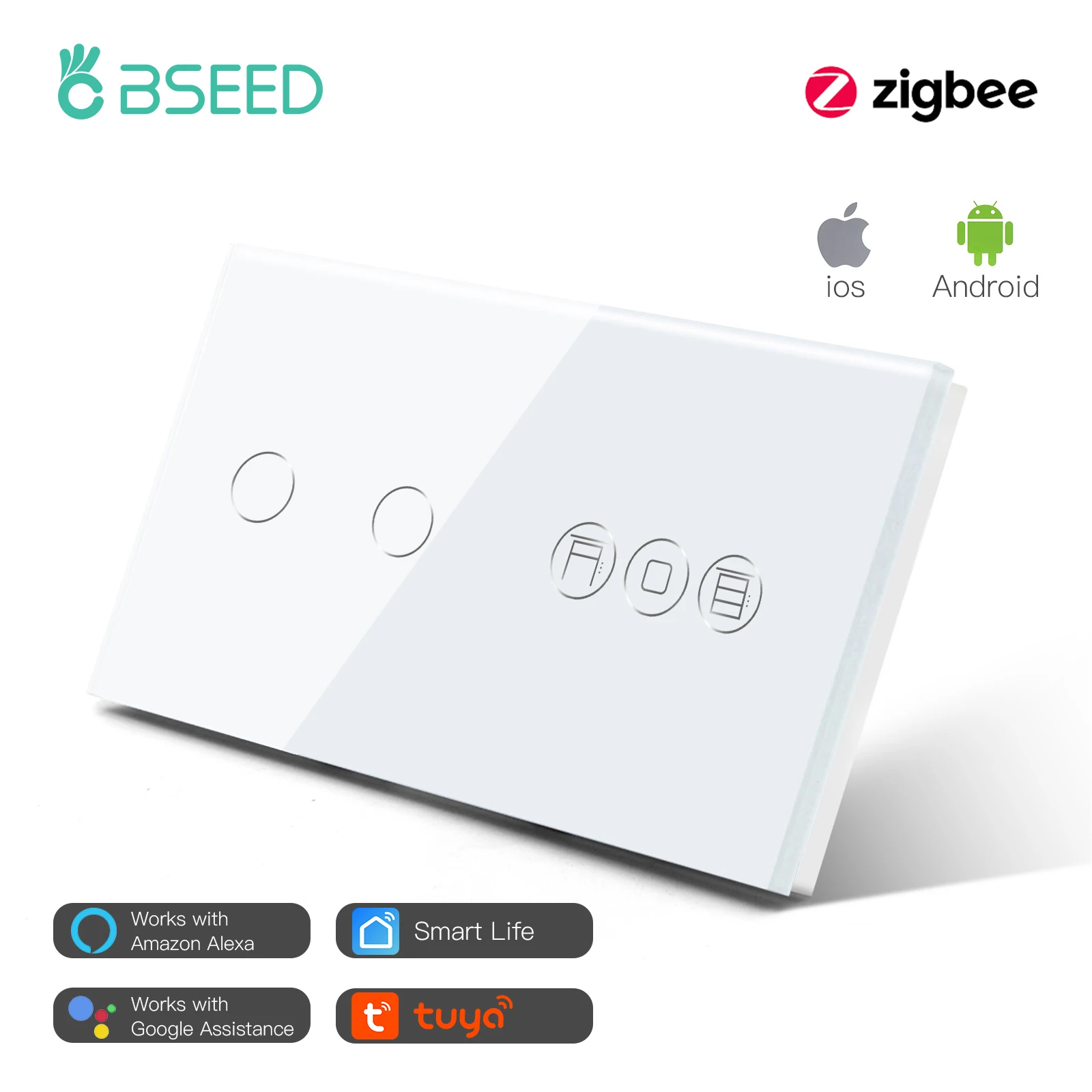 

BSEED Zigbee Smart Touch Switch For Roller Shutter Electric Blinds Intelligent Light Switches Support Tuya Smart Life Alexa App