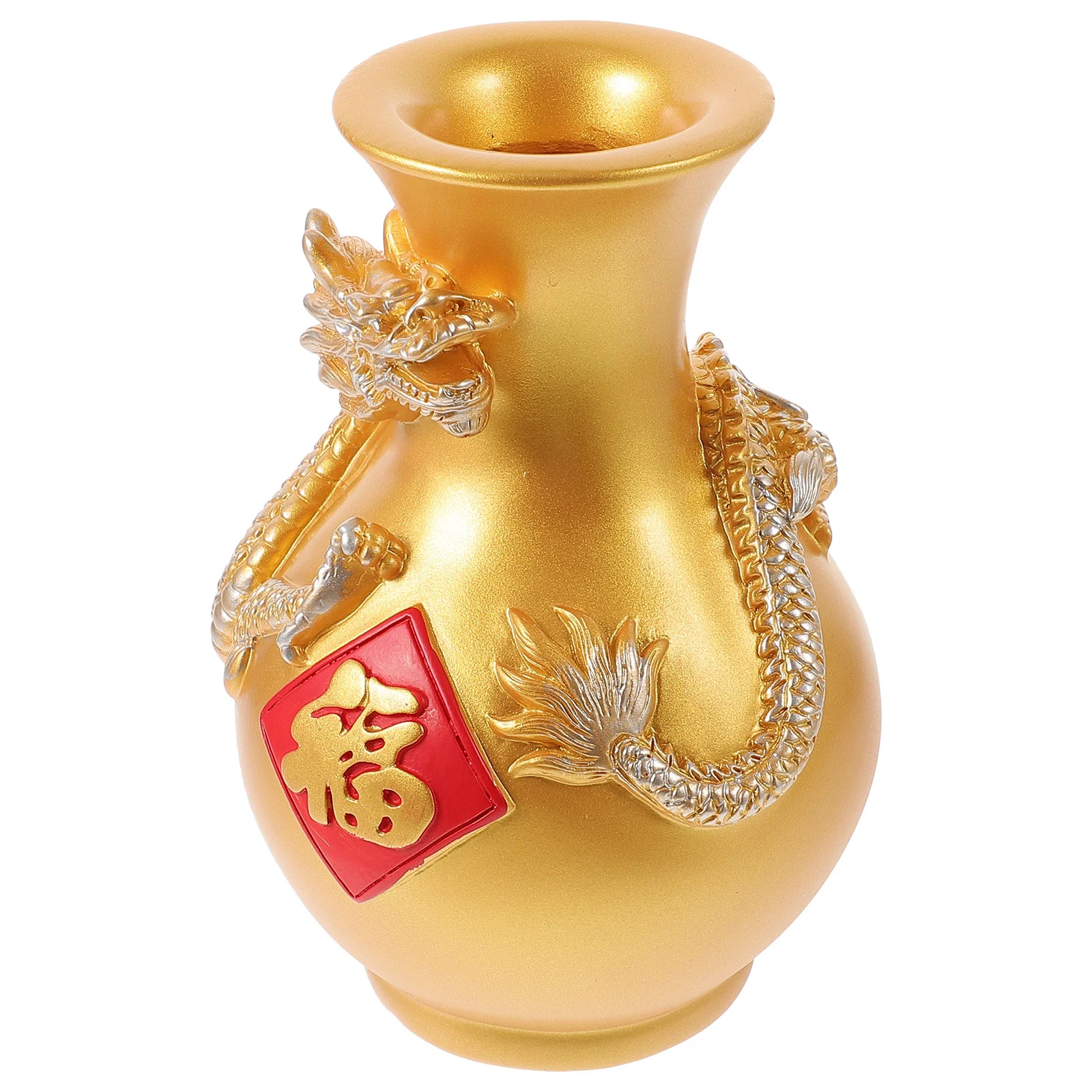 

Chinese Dragon Vase Oriental Sculptural Vase Fengshui Asian Art Flower Vase Fu Character Floral Vase Desktop Ornament 2024 Lunar