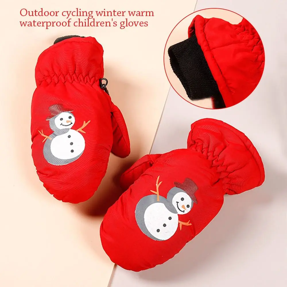 

Non-slip Children Ski Gloves Cartoon Thick Warm Waterproof Mittens Windproof Cute Sports Gloves for 2-5 Years Old