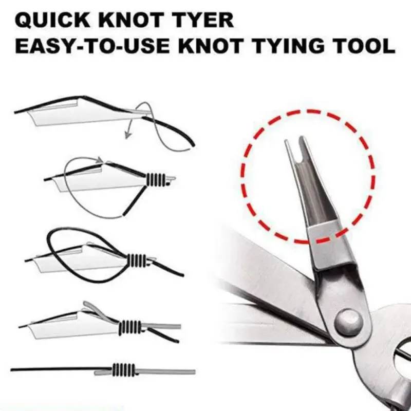 Fishing Quick Knot Tying Tool Fast Line Cutter Nippers Snip Fly Clippers Stainless Steel Portable Scissor Tackle