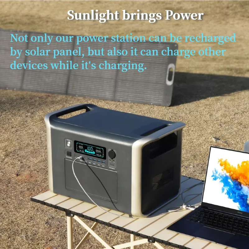 1800W Solar Generator LiFePO4 BAT Power Station for Outages Camping Outdoor Acti