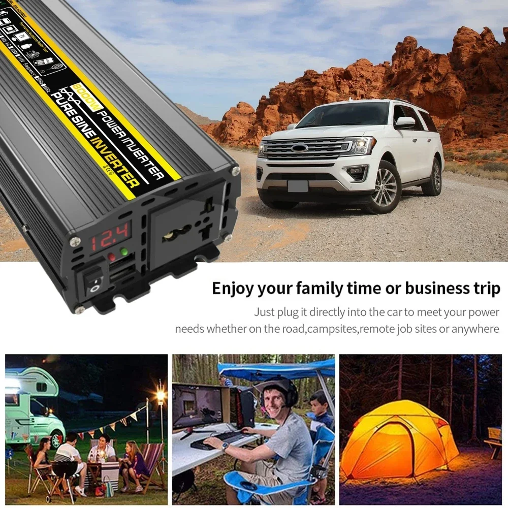 Pure Sine Wave Power Inverter 3000W-8000W DC12V to AC 220V Converter for Car Home