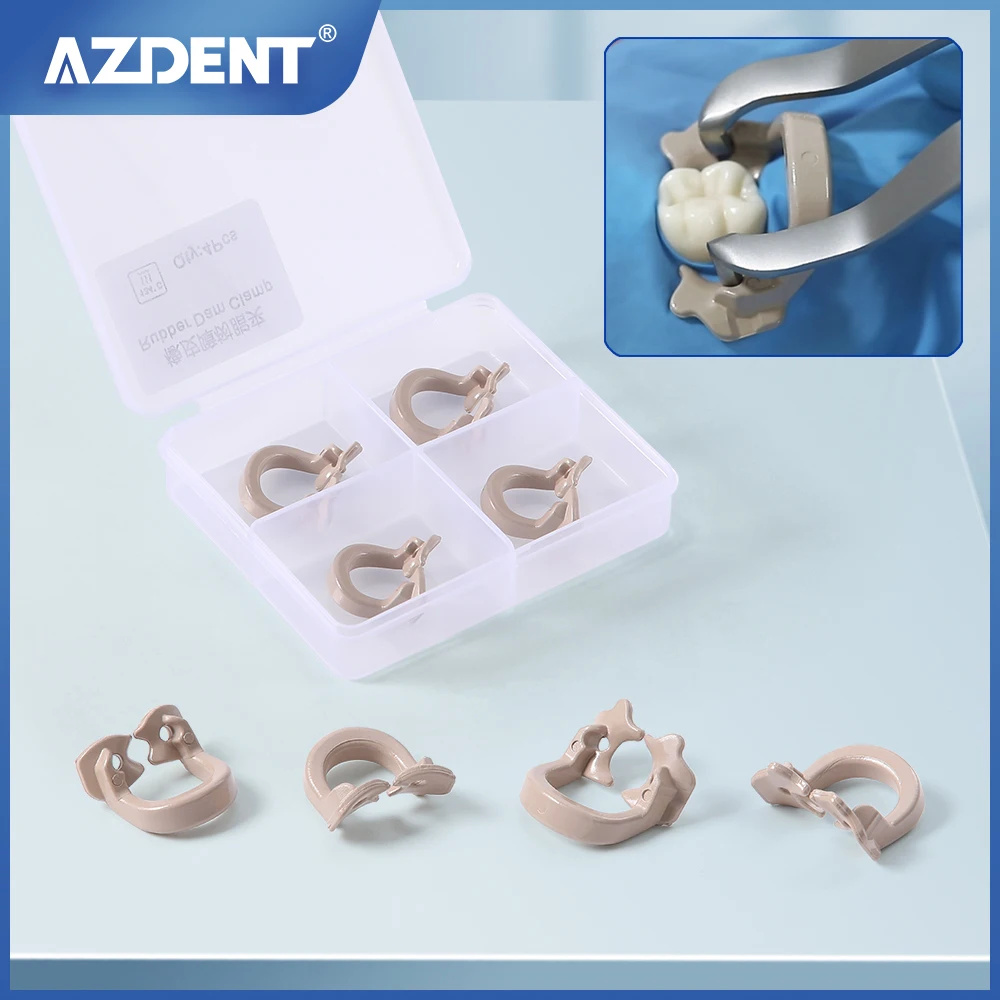 Azdent 4Pcs Morsetti Per Diga Di Gomma Dentale Diga Clip Per Barriera In Gomma Materiali In Resina Autoclavabile 134 ℃ Strumenti Per Dentisti Strument