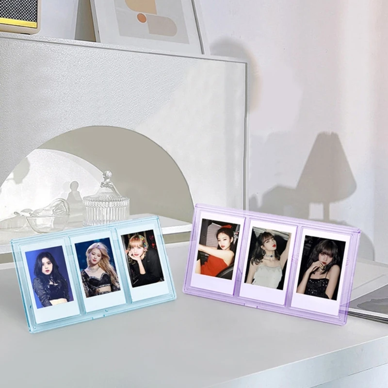Trasparente 3 pollici per cornice Polaroid piccole carte foto tavolo in  piedi scatola tre griglia stile K1KF - AliExpress
