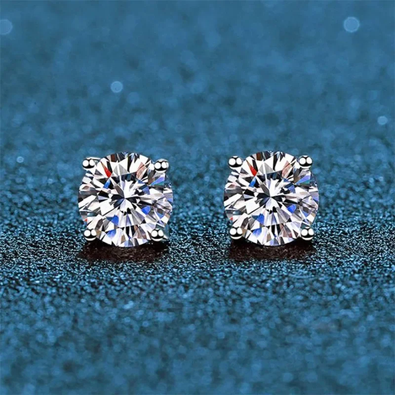 2ct Moissanite Earrings for Women Men Lab Diamond White Gold Plated 925 Sterling Silver Stud Earring Luxury Fine Jewelry silver earrings,silver stud earrings,moissanite charms materials