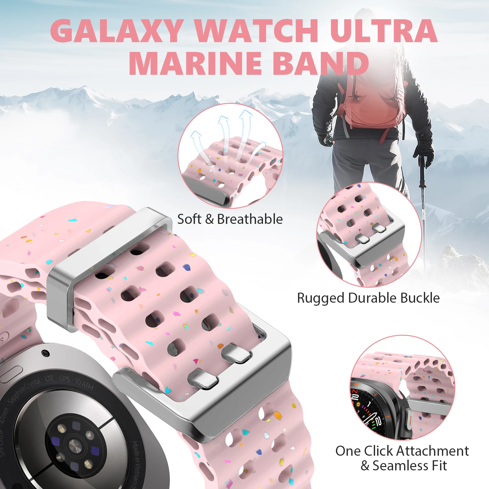 Sportarmbänder für Samsung Galaxy Watch Ultra 47 mm Zubehör Original Marine Armband Armband Correa Galaxy Watch 8 Ultra Band – Detail 5