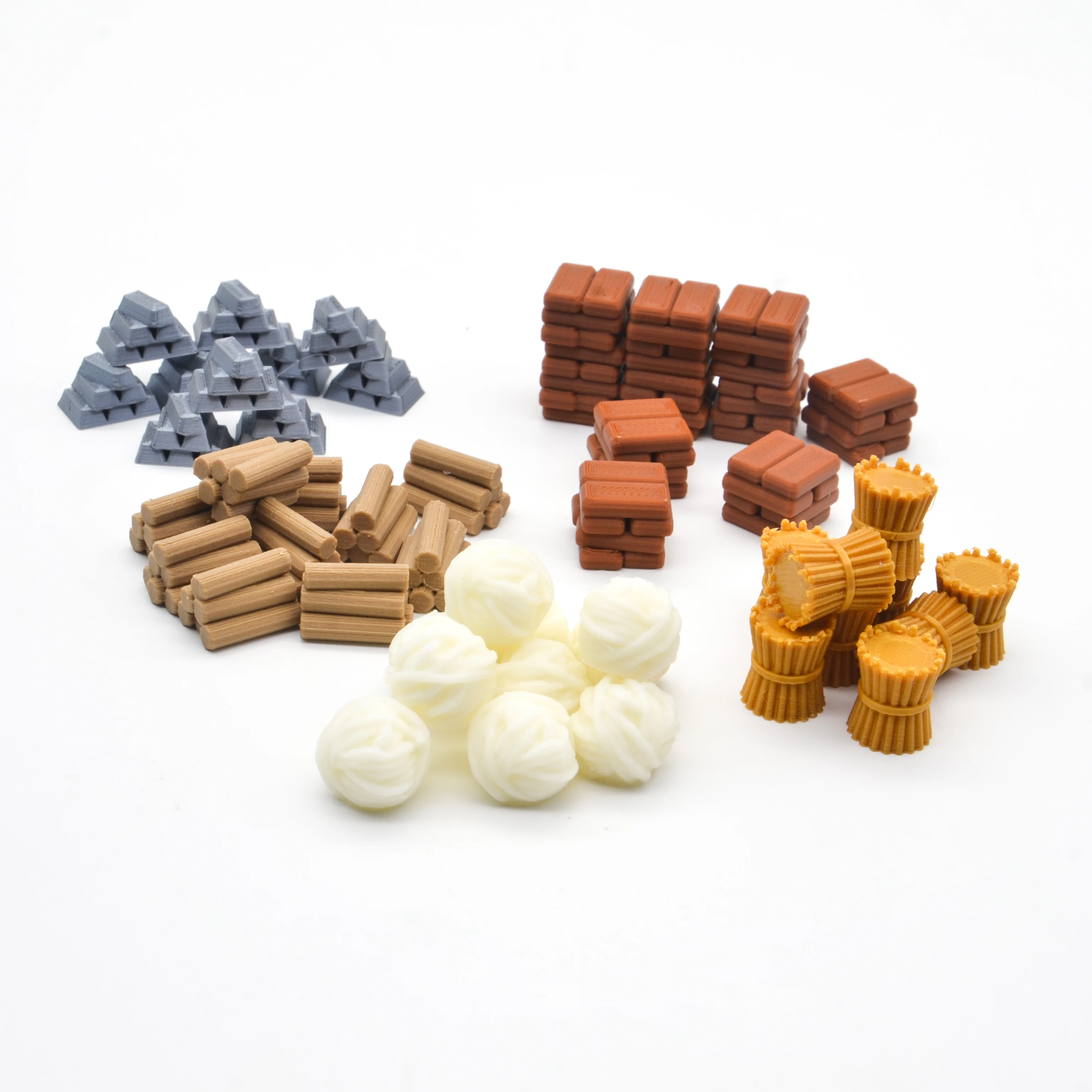 Stampa 3D Trpg Risorse Per Giochi Da Tavolo Token Brick Grain Legname Legno Ferro Minerale Lana Kit Da Costruzione