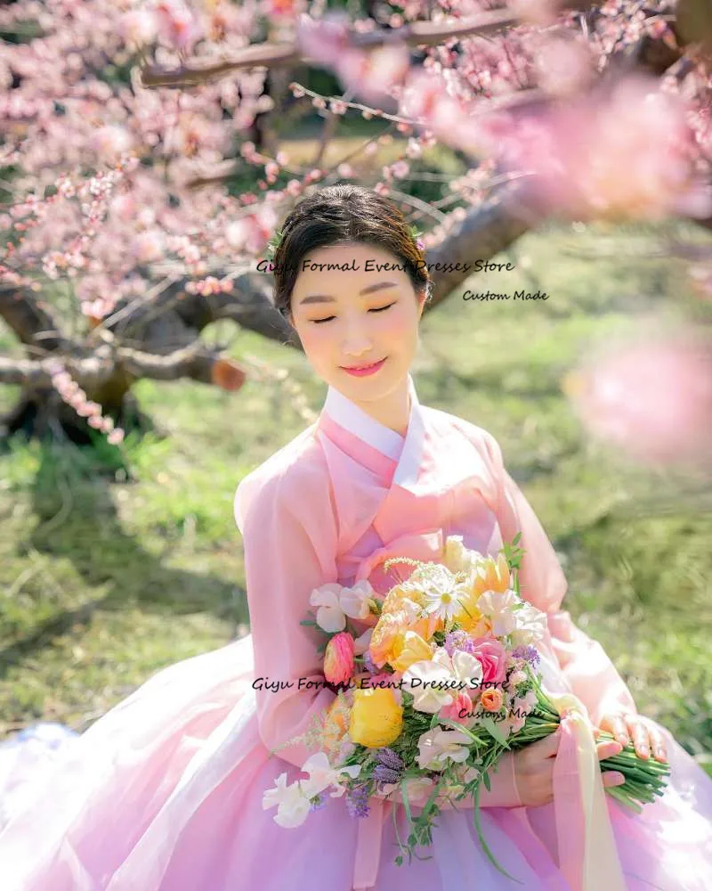 Giyu Korea Hanbok Wedding Dresses Photoshoot Long Sleeves Princess Bride Dress Formal Occasion Dress Custom Made Floor Length 3