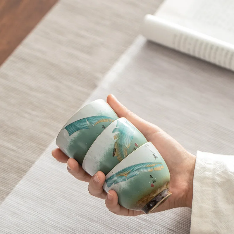 Ceramic Kungfu Tea Bowl Glazed Tea Cups Pu'er Master Cup 75ml Kitchen Teaware Household Set Accessories Cup Set