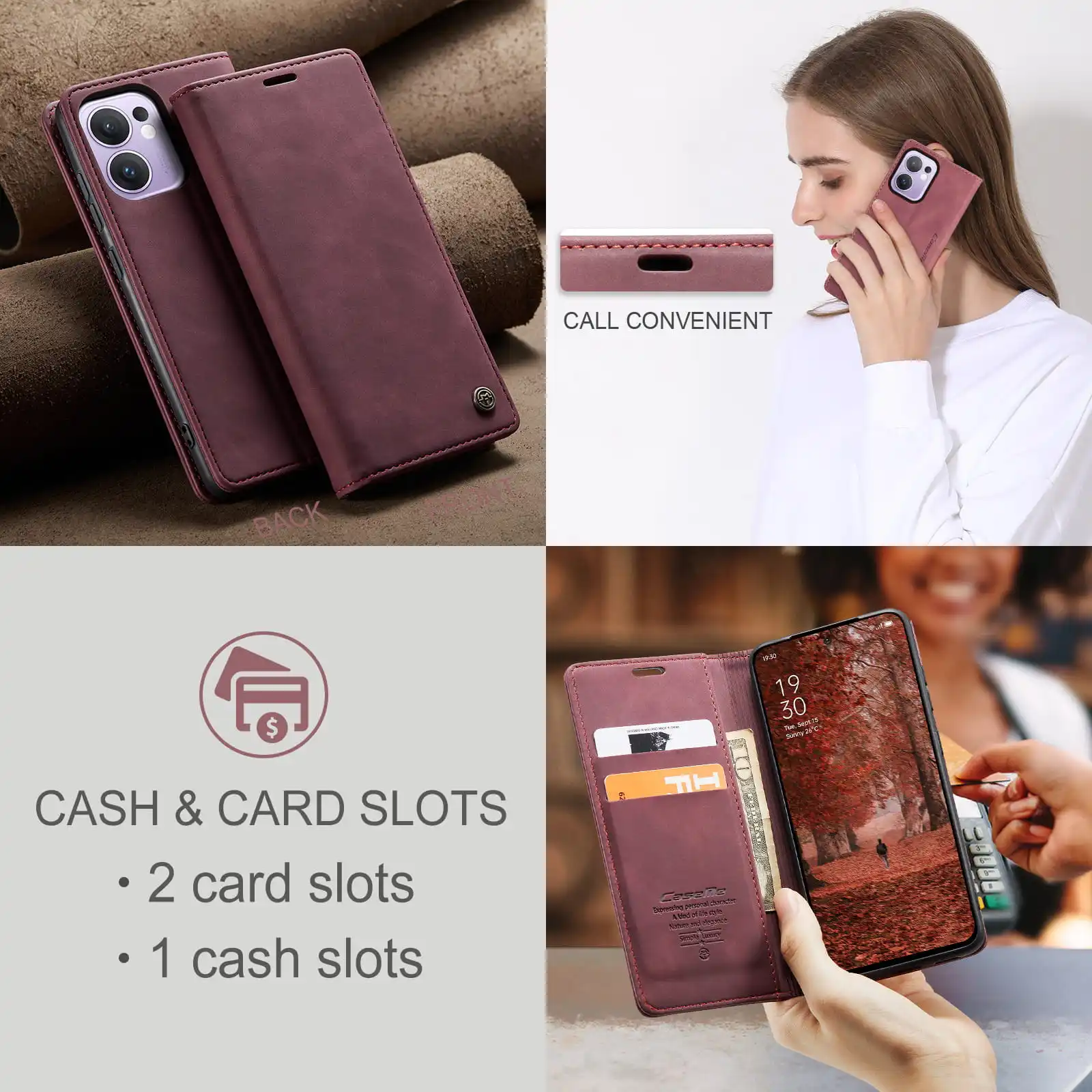 Luxury Retro Leather Wallet Phone Cover with Multiple Card Slots and Stand Function