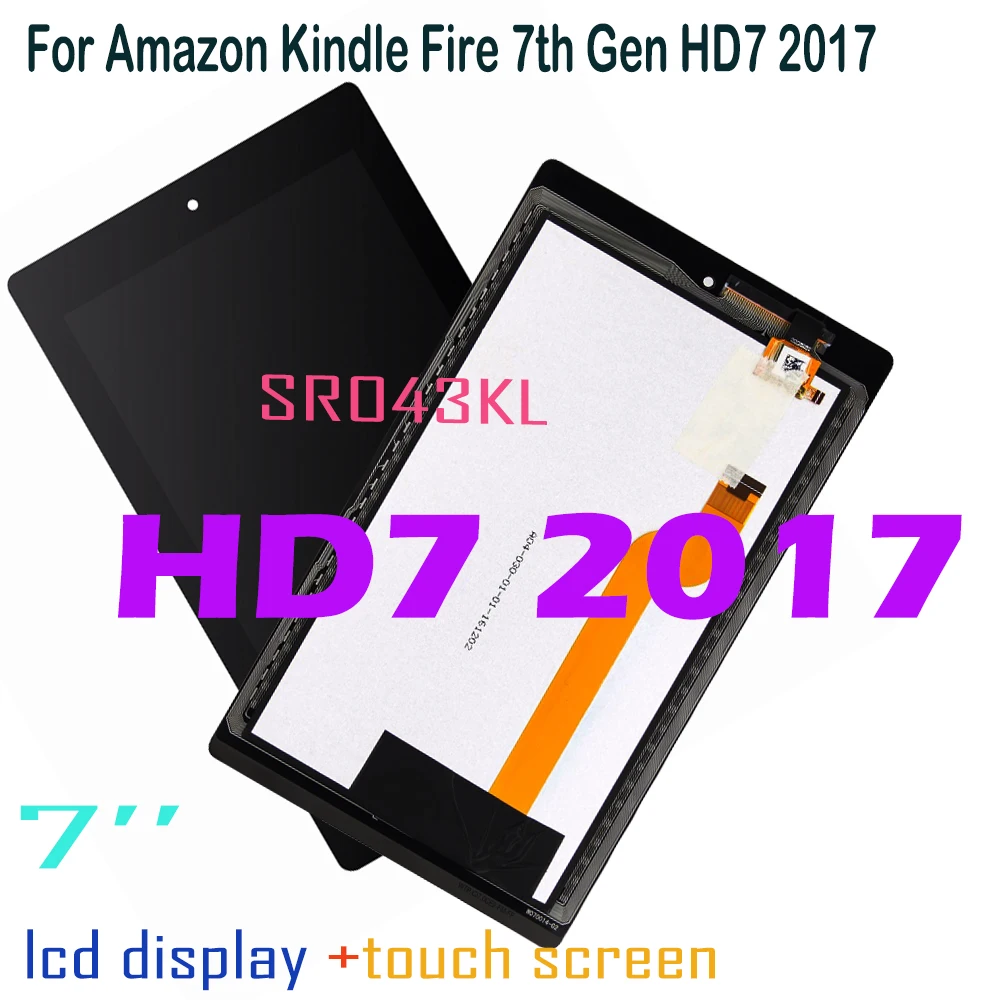 

7 inch For Amazon Kindle Fire 7th Gen HD7 2017 HD 7 2017 SR043KL LCD Display Touch Screen Digitizer Assembly Replacement