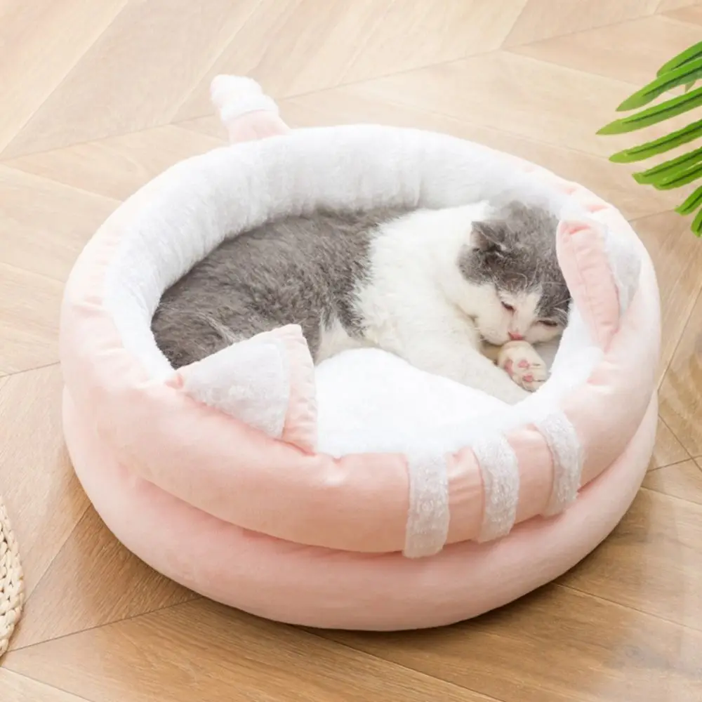 

PP Cotton Semi-Enclosed Winter Cat Bed Comfortable Warm Warm Plush Pets House Soft Open/Semi-Enclosed Cozy Semi-closed Cat Nest