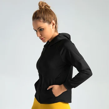 جاكيت تخسيس خارجي بغطاء رأس ، بدلة يوغا ، ملابس رياضية للياقة البدنية والجري ، توب فضفاض 3