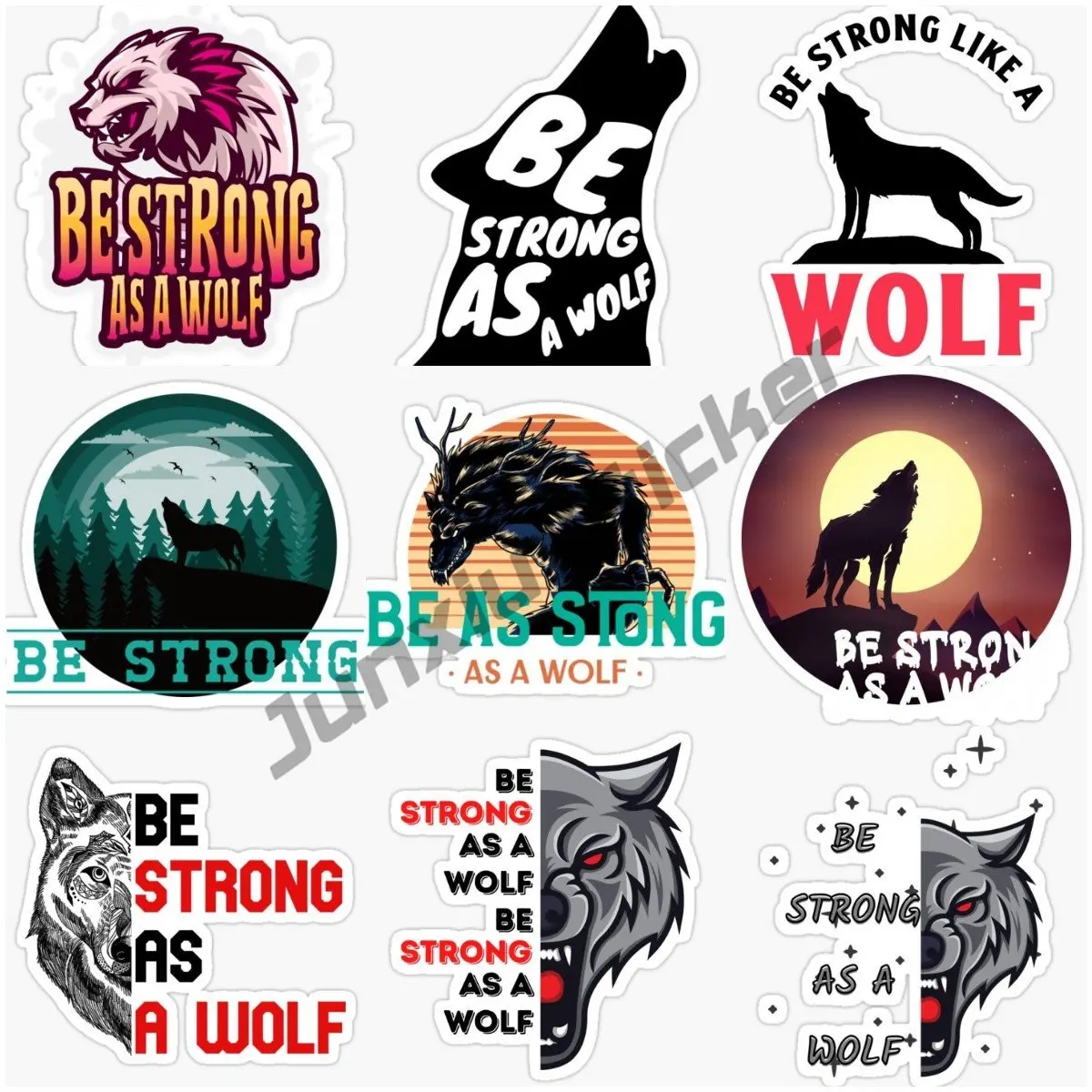 

Angry Wolf Sticker Head Cartoon Colored PVC Big Bad Wolf Decal Styling Vinyl Decals Bumper Window Waterproof Car Accessory