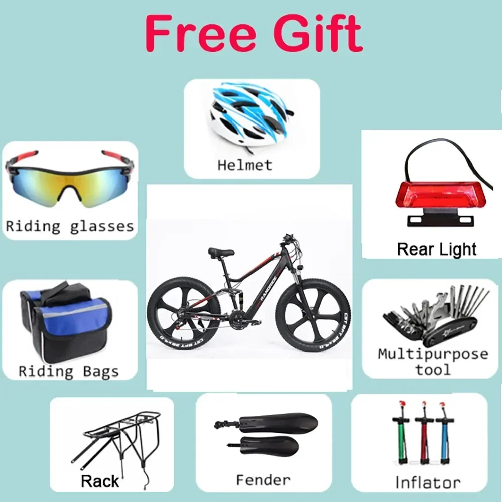 RANDRIDE YX90M Electric Bike, 26'' Fat Tire, 1000W Motor, 48V13.6Ah Battery, 45km/h Max Speed, 100km Range, Hydraulic Brake, LCD Secef5395721e453cac0f3a51c7e19b4b7