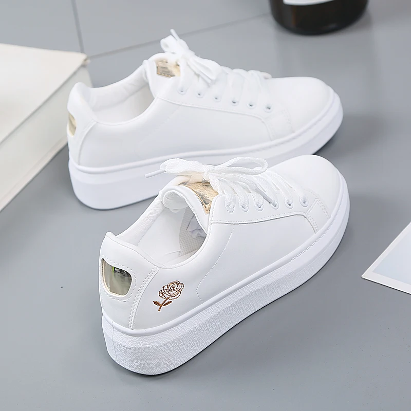 Zapatos informales para mujer, zapatillas de deporte a la moda con bordado blanco, transpirables, con flores, de 2021 _ - AliExpress Mobile