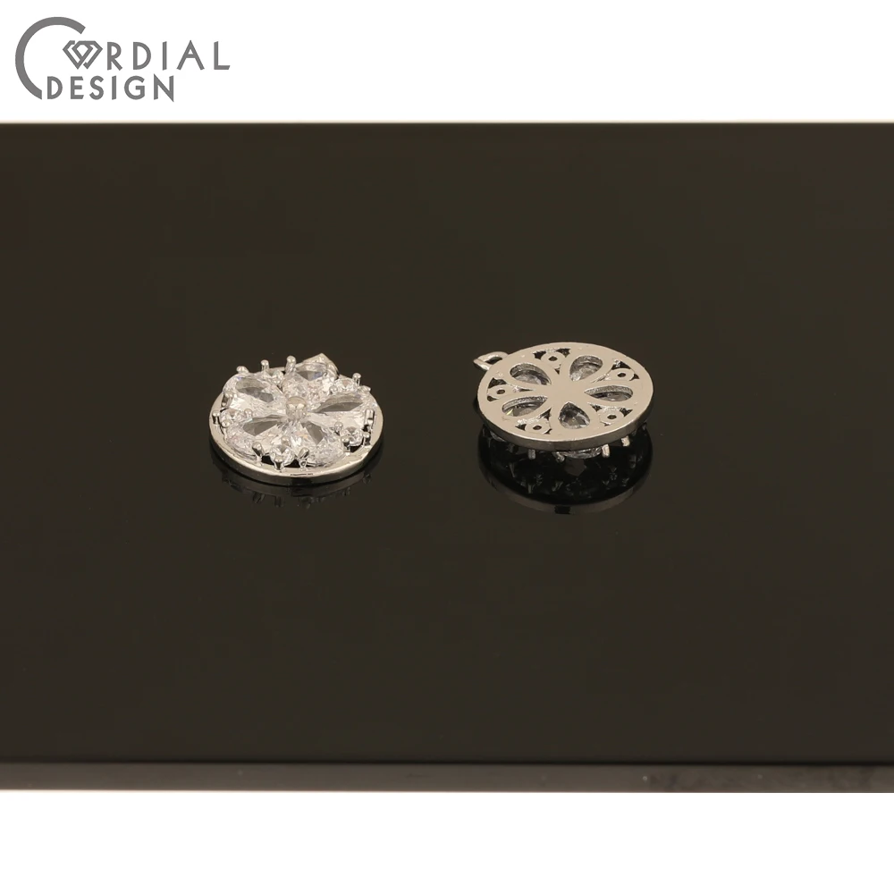 Cordial Design 50Pcs 14*17MM CZ Charms/DIY Earrings Making/Jewelry Accessories/Hand Made/Jewelry Findings & Components/Pendant - cordial