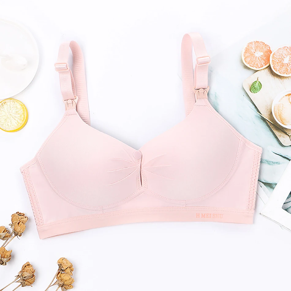 Woman Maternity Nursing Bras Solid Color Front Open No Underwire Pregnant Clothes Breathable Elastic Easy Breast-feeding Bra 6