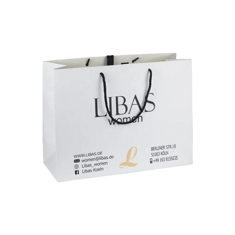 

Custom Manufacturer wholesale apparel packaging custom luxury boutique shopping paper packing bag with logo print