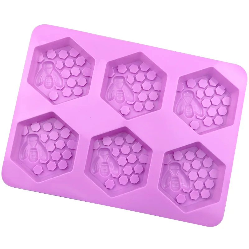 Silicone Soap Molds 6-Piece 3D Handmade Bee Shape DIY Handmade Soap Homemade Honeycomb DIY Cake