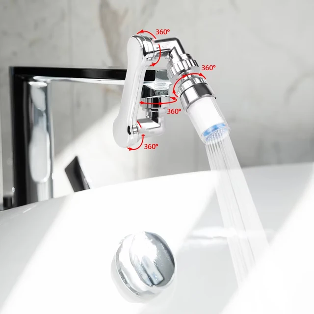 Universal 1440 Degree Rotatable Faucet Aerator Extender Plastic Splash Filter Faucets Bubbler Nozzle Robotic Arm 2 Modes Faucet 3