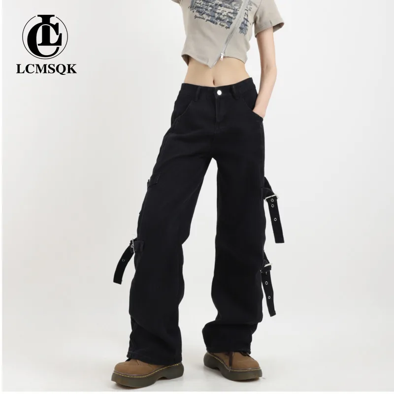 

Streetwear Women's Jeans Woman High Waist Y2k Female Clothing Korean Fashion Denim Straight Leg Jeans Vintage Clothes Pants
