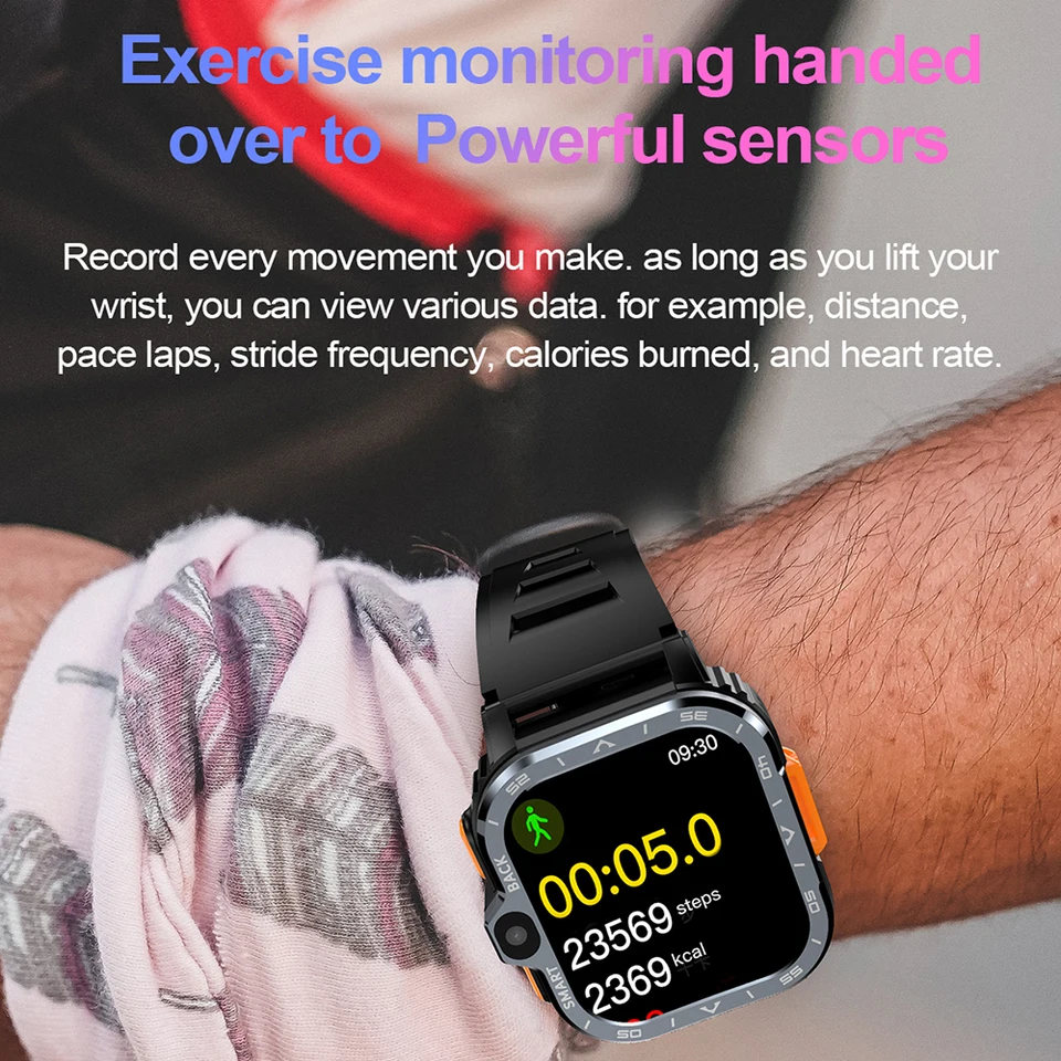 Rainbuvvy-Androidスマートウォッチ、頑丈、高品質のバージョン、4g