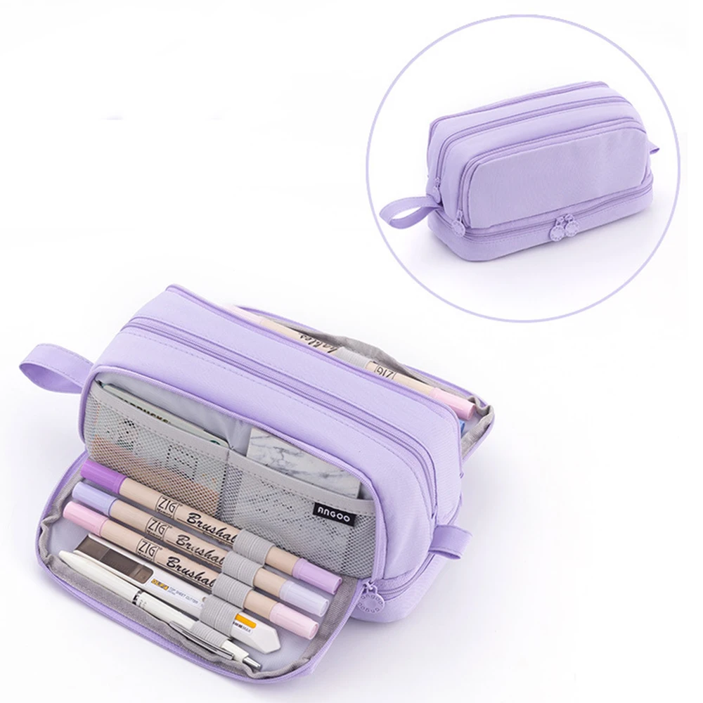 Gsrhzd Astuccio, Astuccio Scuola, Grande Capacità Astucci con 3 Scomparti, Carino Astuccio Bambina, Grande Astuccio Portapenne, Portapastelli, per Ragazze, Ragazzi, Studenti, Adulti, Nero