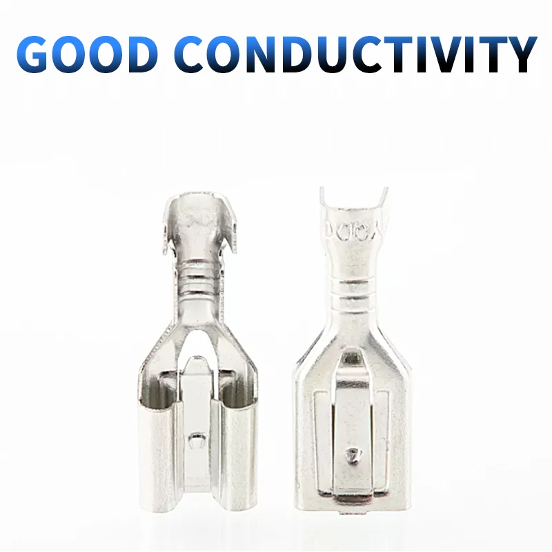 Wire Connectors 50/100Pcs Electric 4.8/6.3mm With lock Female and male Crimp Terminal Connector Brass Silver Car Speaker