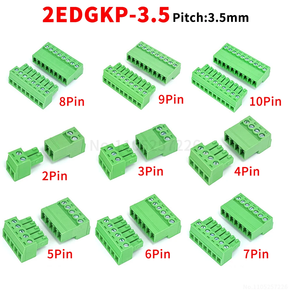 (1 Set) KF 2EDGRK - 3,5mm Lötfreier 2EDG Stecker/Buchse Grüner Anschlussblock 15EDGKP 2~24P 15EDGRK - 3,5