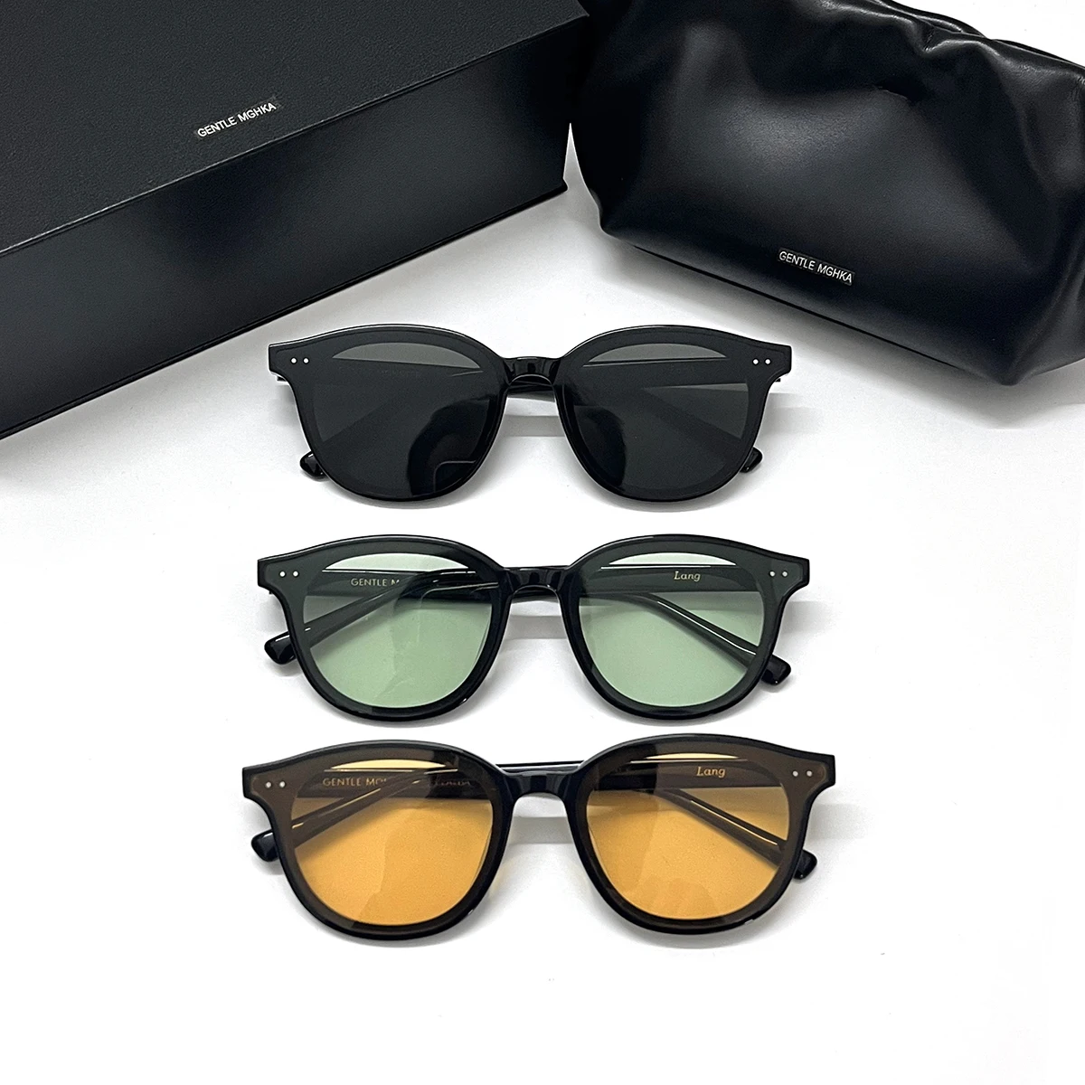 한국 GM 브랜드 빈티지 스타일 젠틀 랭 선글라스, 작은 얼굴, 남녀공용, 아세테이트 편광 선글라스, UV400 몬스터