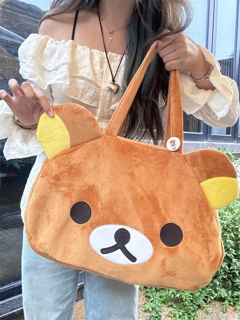 Rilakkuma Plüsch-Cartoon-Umhängetasche, Cartoon-Anime, lässige Tragetasche, Bär, Handtasche, weich, große Kapazität, Gepäcktasche, Geschenke, Mädchen – Detail 11
