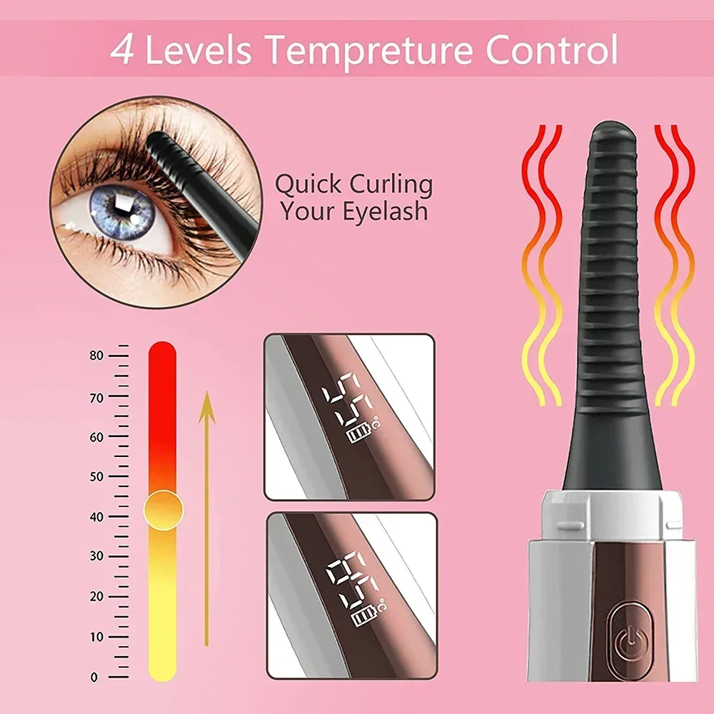 Electric Heated Eyelash Curler Rechargeable Makeup Eyelash Curler Curling Eyelashes Tools 24 Hours Long Lasting Eyelashes Curl K