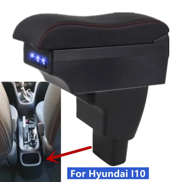For Hyundai I10 Armrest box For i10 Hyundai Car armrest box Central storage  Box Interior Retrofit parts with USB Car Accessories - AliExpress
