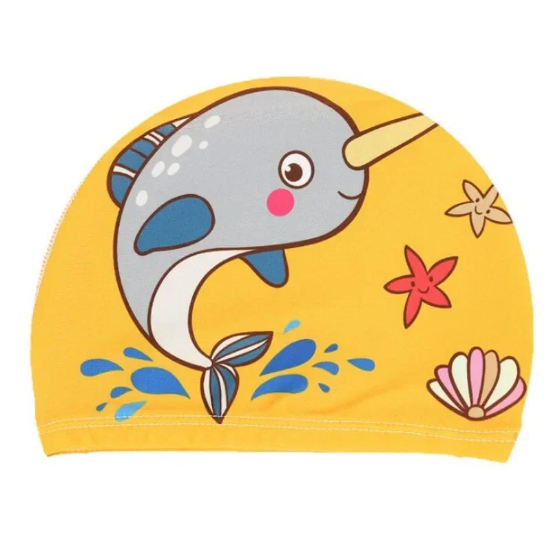Elastic Fabric Cute Cartoon Swimming Cap for Children Long Hair Lovely Kids Protect Ears Swim Pool Hat for Boys Girls Swim Hat 5