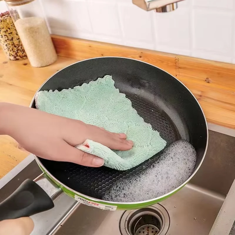 Microfiber towel 10pcs Microfiber Towel Absorbent Kitchen Cleaning Cloth Non-stick Oil Dish Towel Rags Napkins Tableware Household Cleaning